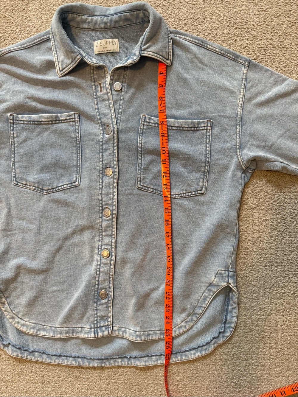 Z Supply All Day Denim Jacket Washed Indigo Size Small Oversized Shacket - Picture 8 of 13